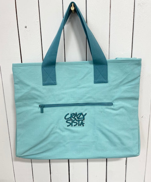 Tote in brand colors with logo
